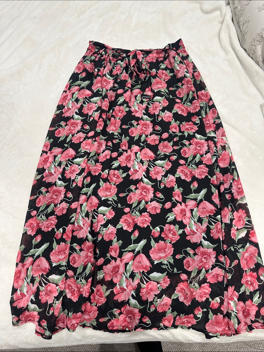 Floral Pink Wrap Maxi Skirt - Women's Skirt